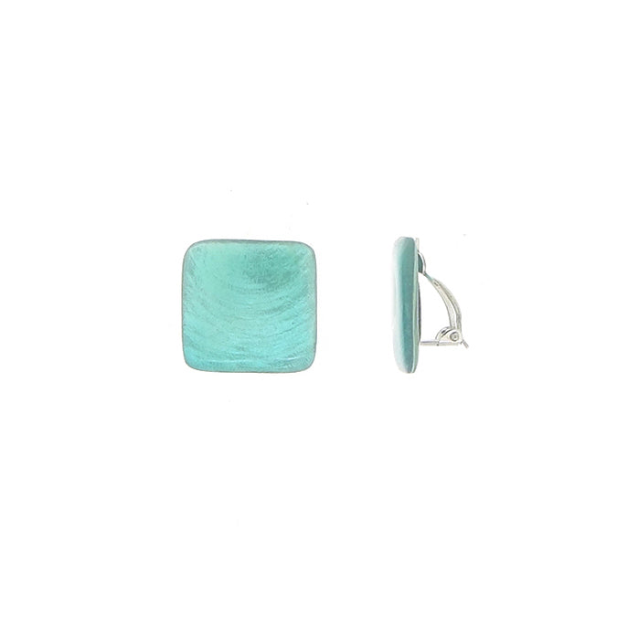 Turquoise Square Clip-ons - The Nancy Smillie Shop - Art, Jewellery & Designer Gifts Glasgow