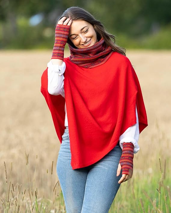 Venetian Red Cashmere Blend Poncho - The Nancy Smillie Shop - Art, Jewellery & Designer Gifts Glasgow