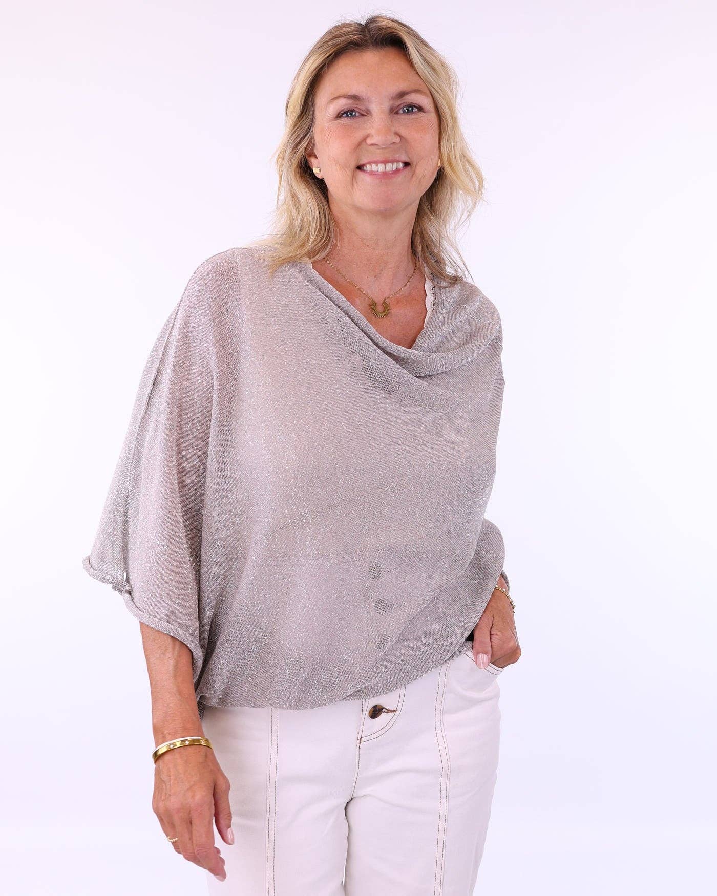 Viscose Sparkle Poncho: Black - Clothing - Scotland