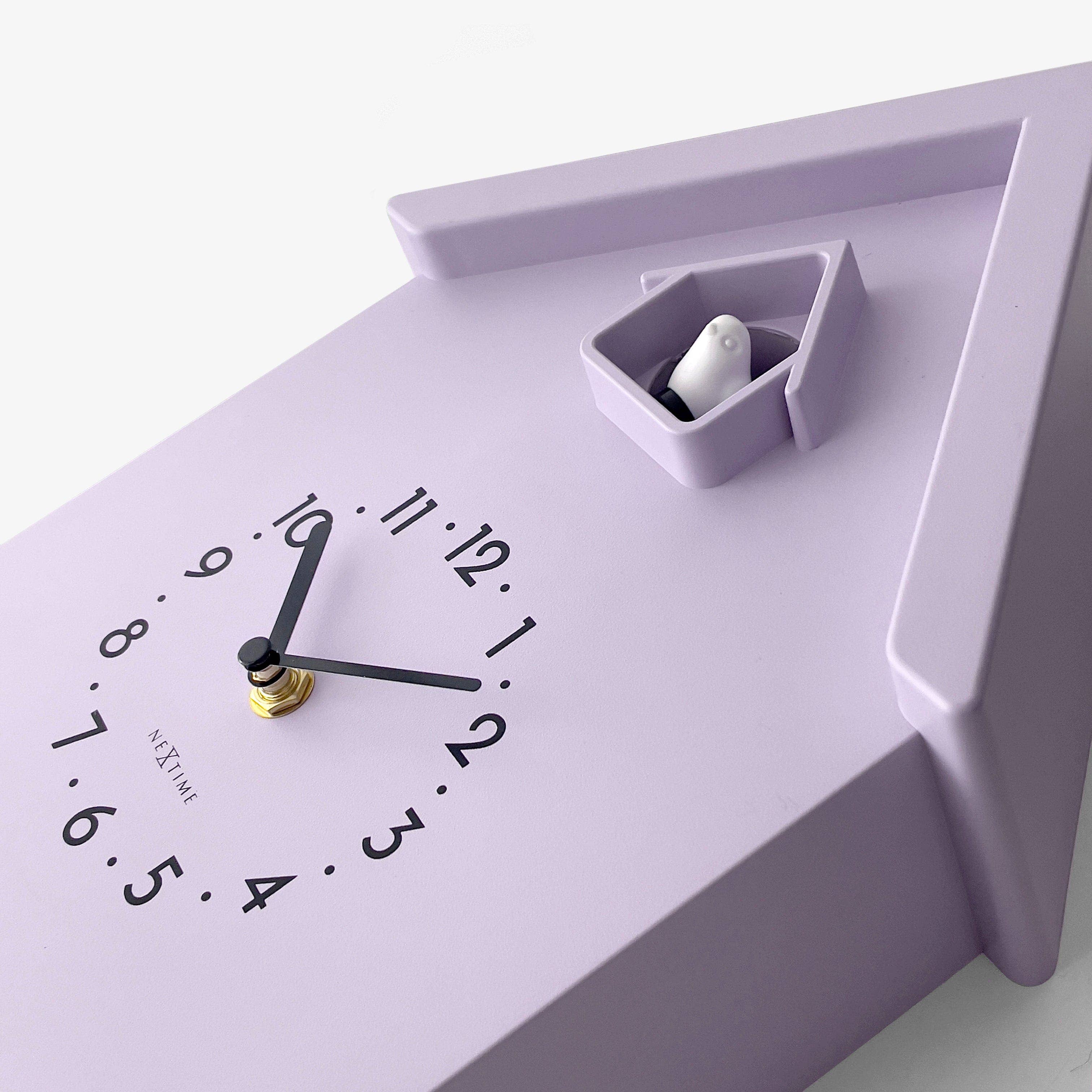 Lavender house-shaped cuckoo wall clock with pendulum by NeXtime Twitter