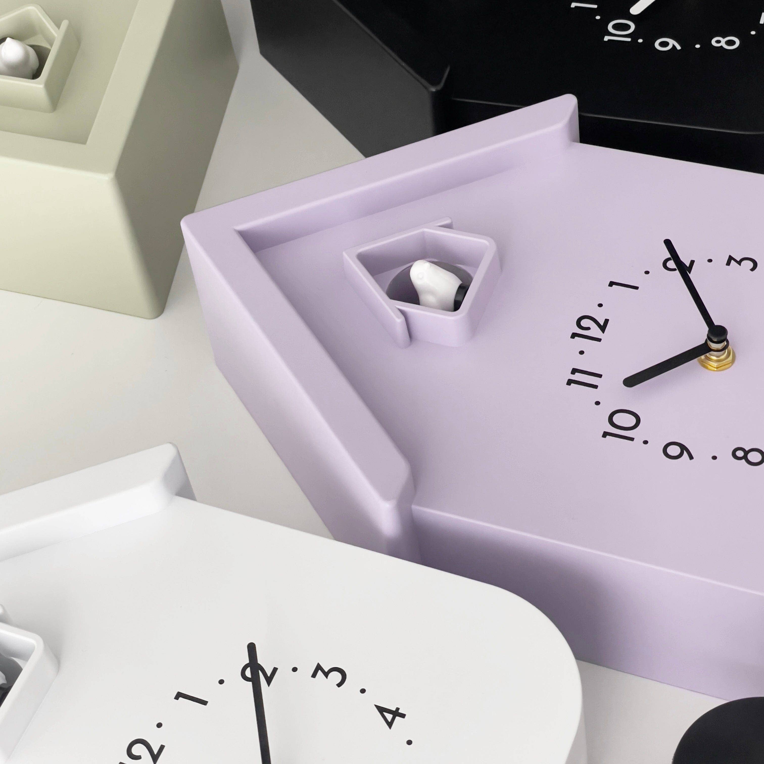 Lavender house-shaped NeXtime Twitter cuckoo wall clock with pendulum