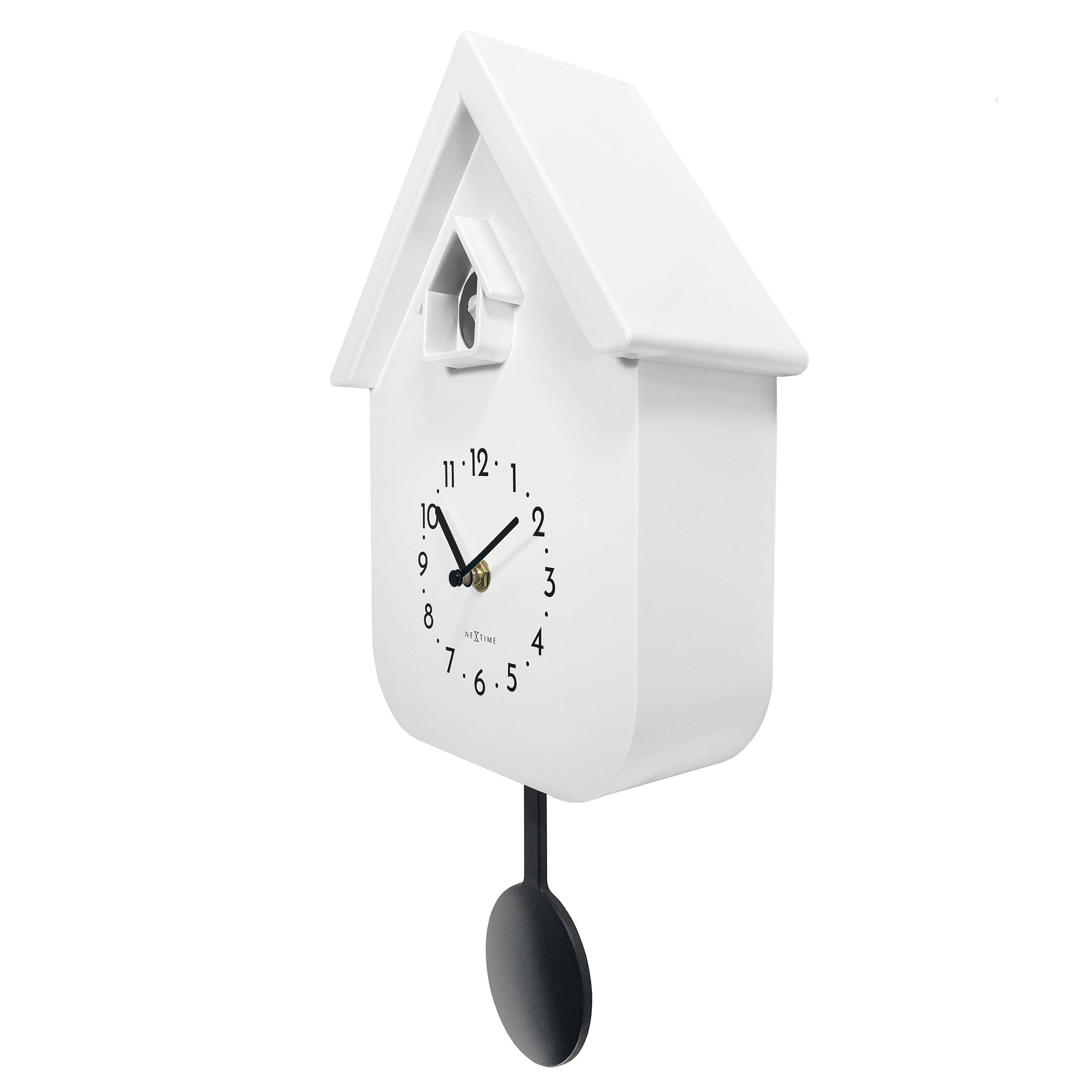 White House cuckoo clock with black hands, pendulum, NeXtime Twitter Green