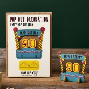 WAS 3.95 90th Birthday Pop Out Card - The Nancy Smillie Shop - Art, Jewellery & Designer Gifts Glasgow