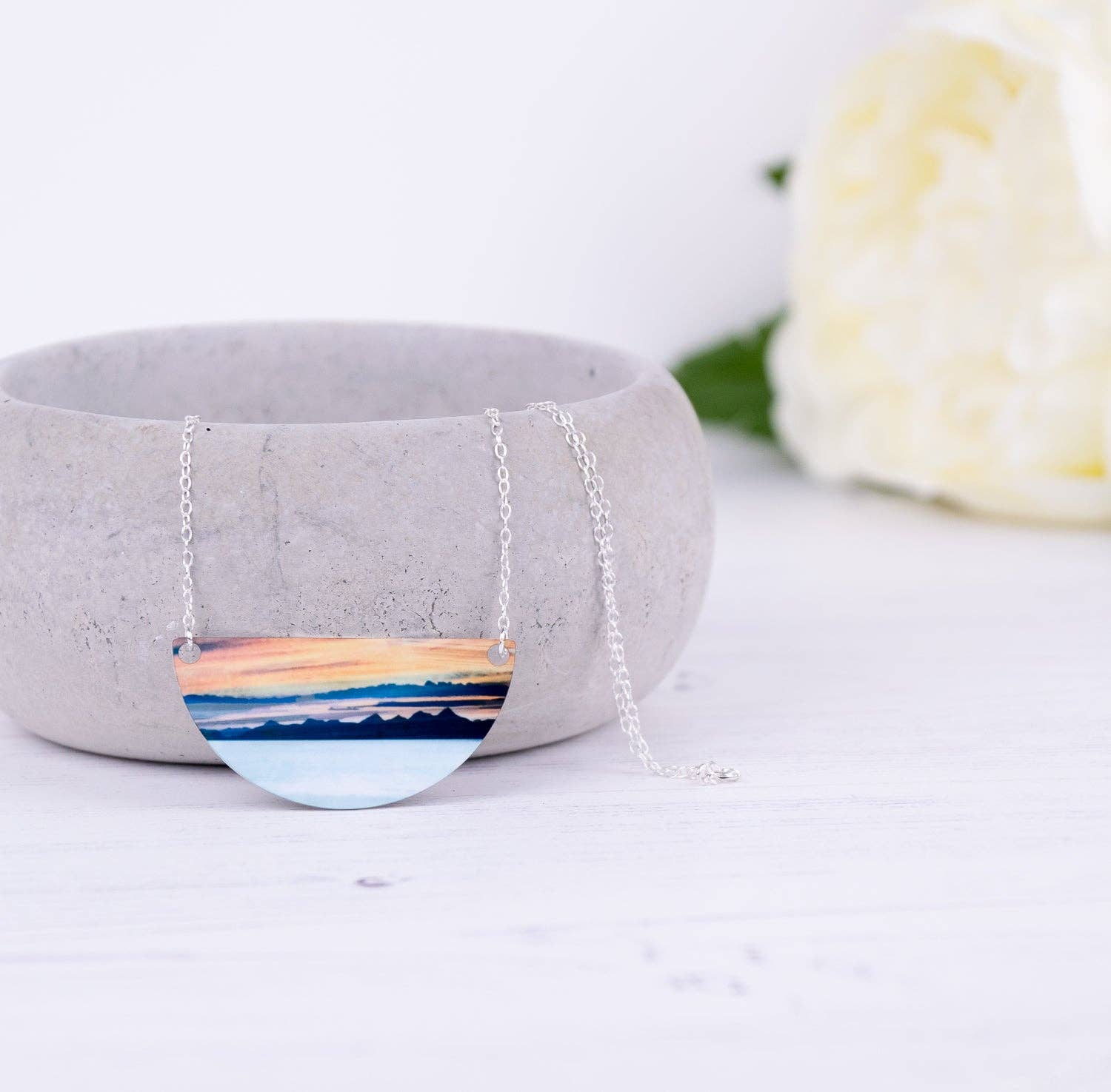 Western Isles Trotternish Isle of Skye half-moon sunset necklace