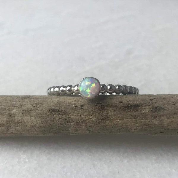 White Opal Beaded Ring - The Nancy Smillie Shop - Art, Jewellery & Designer Gifts Glasgow