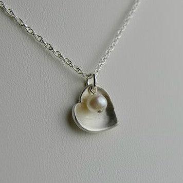 White Pearl Heart Necklace - The Nancy Smillie Shop - Art, Jewellery & Designer Gifts Glasgow