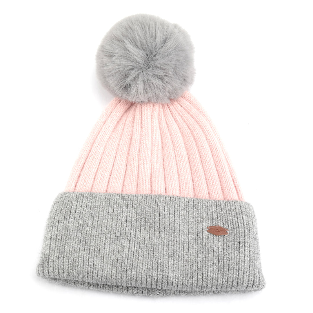 Pink Grey Bobble hat