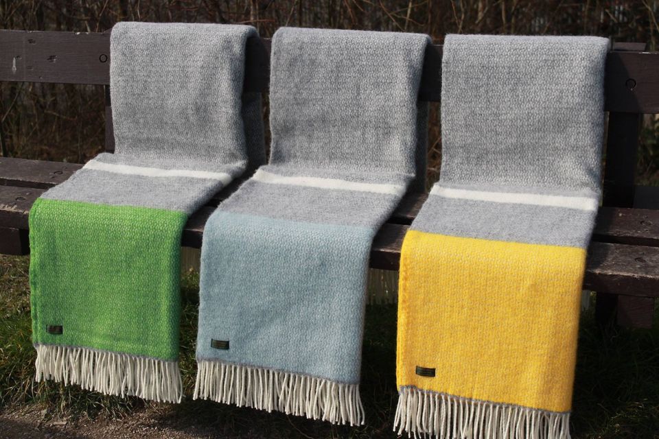 Yellow & Grey Wool Throw - The Nancy Smillie Shop - Art, Jewellery & Designer Gifts Glasgow