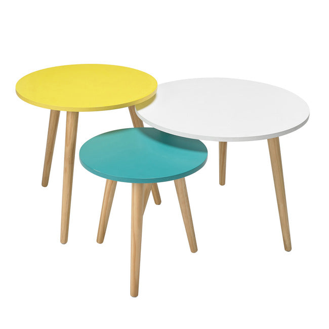 Yellow, Turquoise & White Set of Three Tables - The Nancy Smillie Shop - Art, Jewellery & Designer Gifts Glasgow